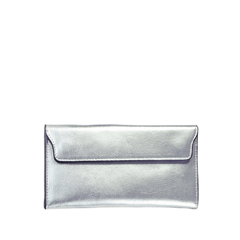 Classic Leather Fold-over Wallet with Magnetic Flap