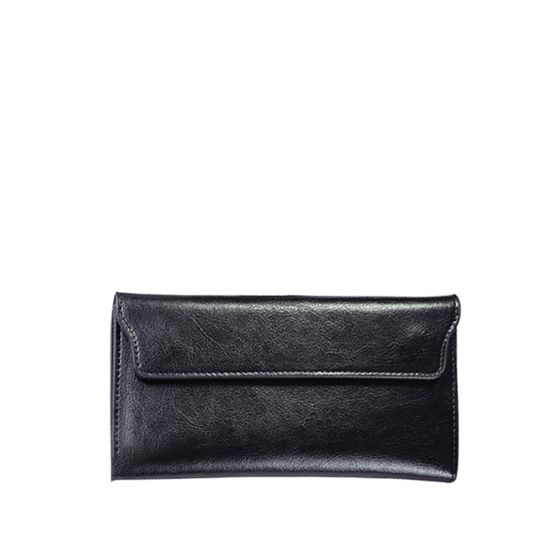 Classic Leather Fold-over Wallet with Magnetic Flap