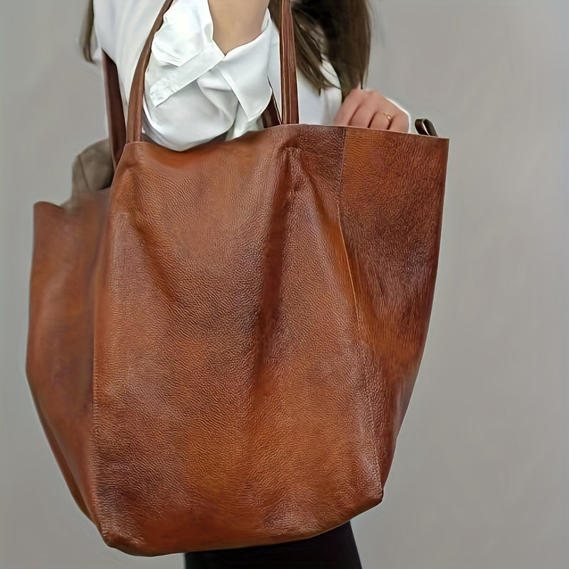 Victoria's Retro Softness  Large Capacity PU Leather Tote Bag