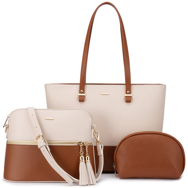 3-Piece Elegant Leather Bag Set - Victoria's Versatile Trio