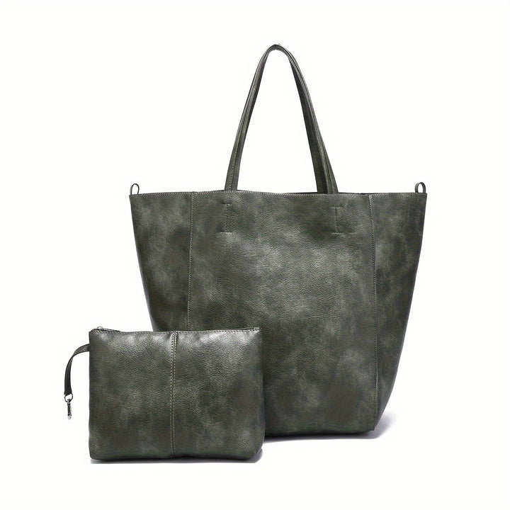 Victoria's Retro Softness  Large Capacity PU Leather Tote Bag