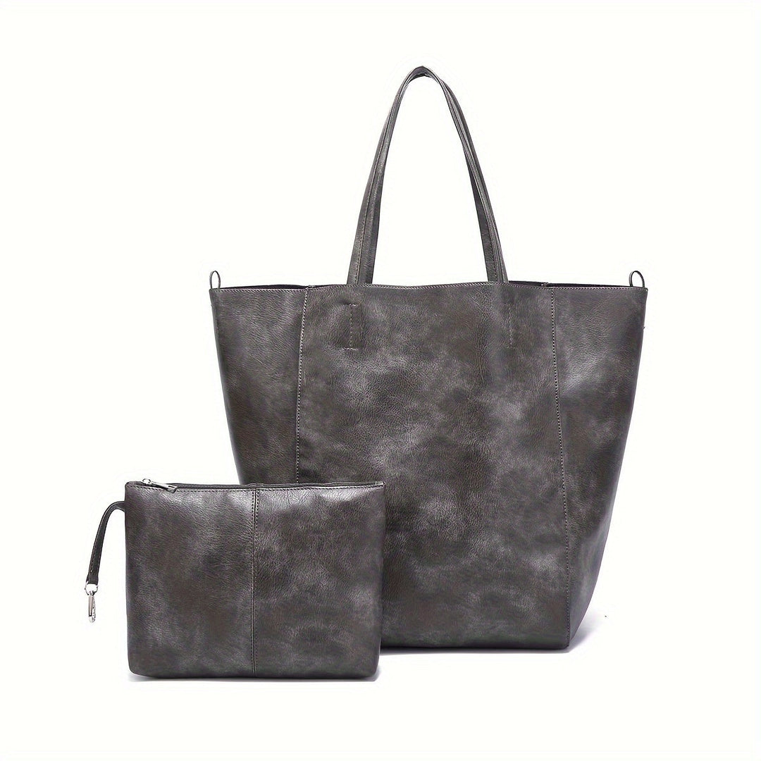 Victoria's Retro Softness  Large Capacity PU Leather Tote Bag