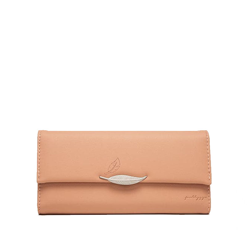 Elegant Leaf-Adorned Trifold Leather Wallet