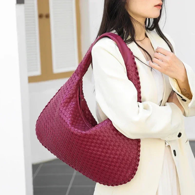 Woven Leather Hobo Bag - Victoria's Timeless Craftsmanship