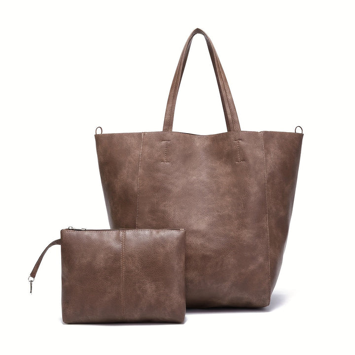 Victoria's Retro Softness  Large Capacity PU Leather Tote Bag