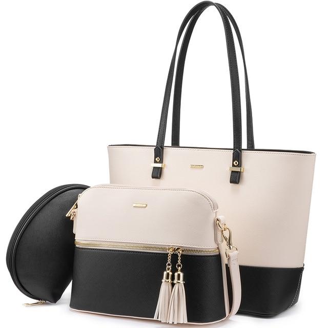 3-Piece Elegant Leather Bag Set - Victoria's Versatile Trio