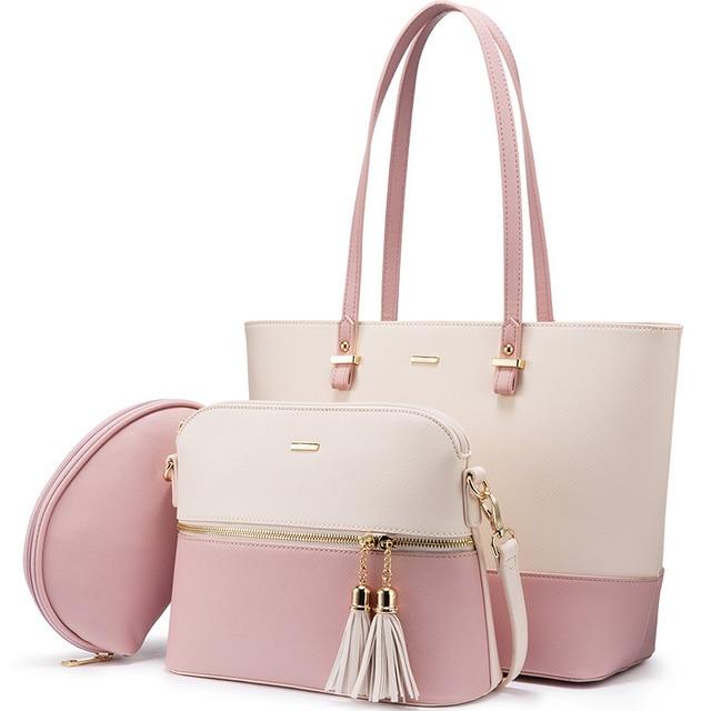 3-Piece Elegant Leather Bag Set - Victoria's Versatile Trio